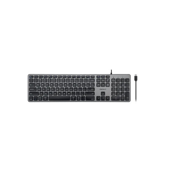Macally Small Wired Keyboard for Mac and Windows - 78 Scissor Switch Keys  Compatible Apple Keyboard - USB Mini Keyboard That Saves Space and Looks