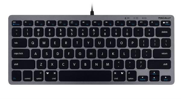 Macally Compact Space Grey USB-A Wired Keyboard for Mac - Counterpoint