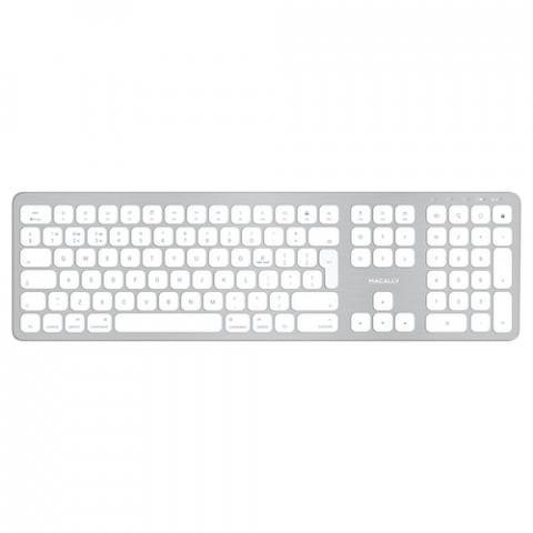 Macally Ultra-Slim Bluetooth Wireless Keyboard for Mac - British Layout - White/Silver - Counterpoint