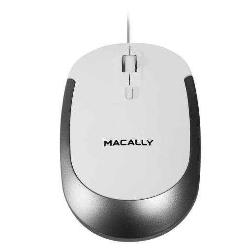 Macally USB Optical Silent Click Mouse - White/Silver - Counterpoint